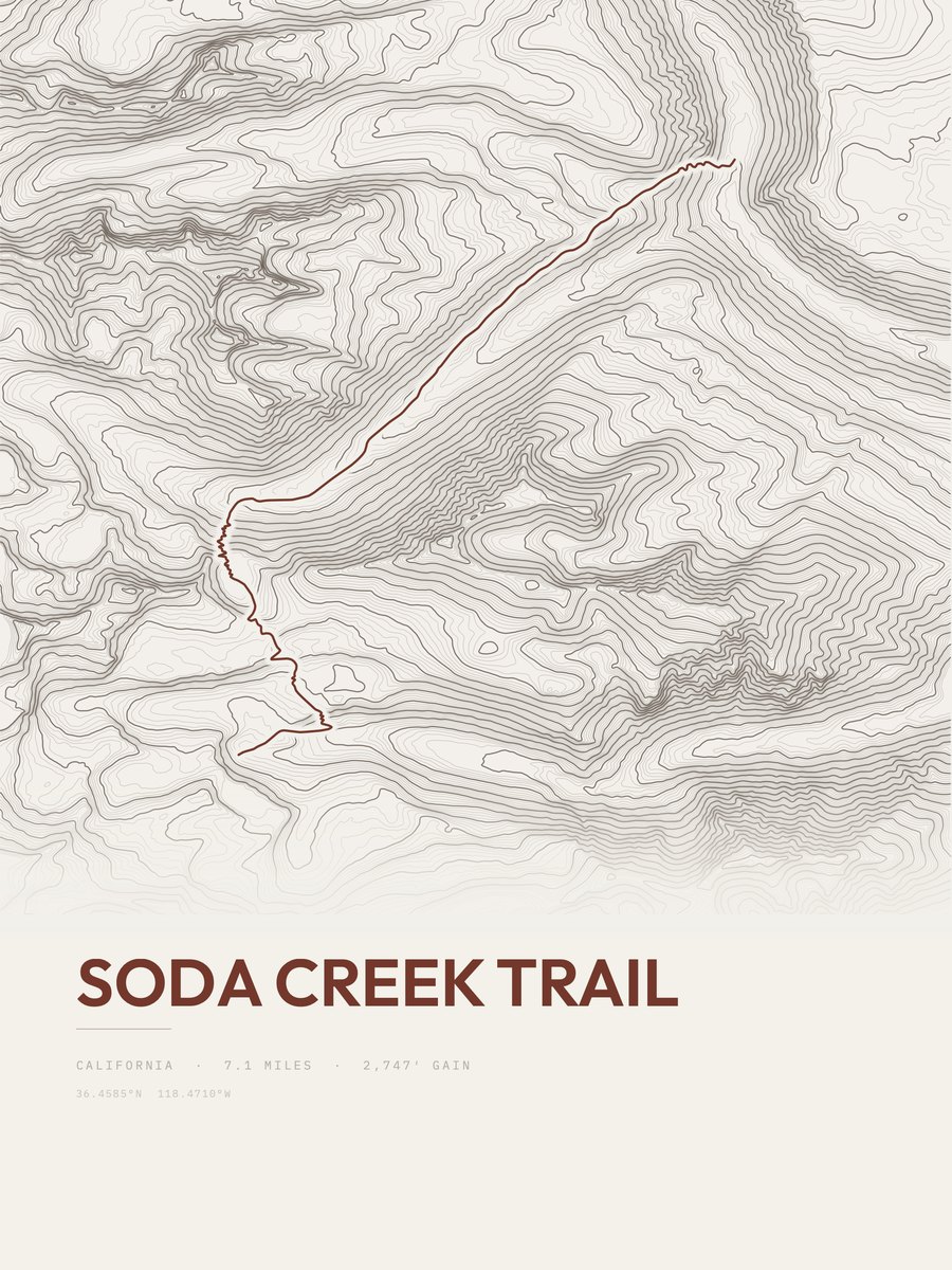 Soda Creek Trail topographic trail print