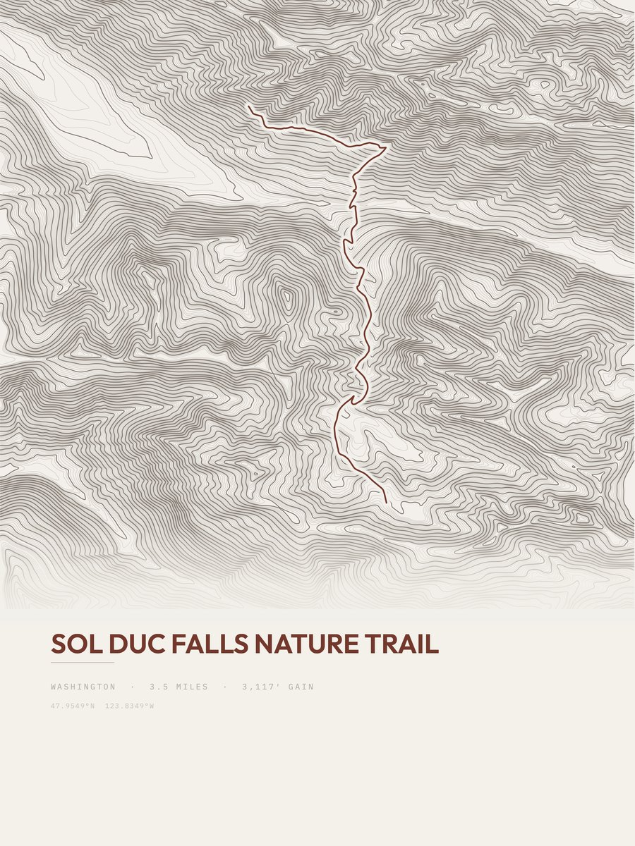 Sol Duc Falls Nature Trail Topographic print