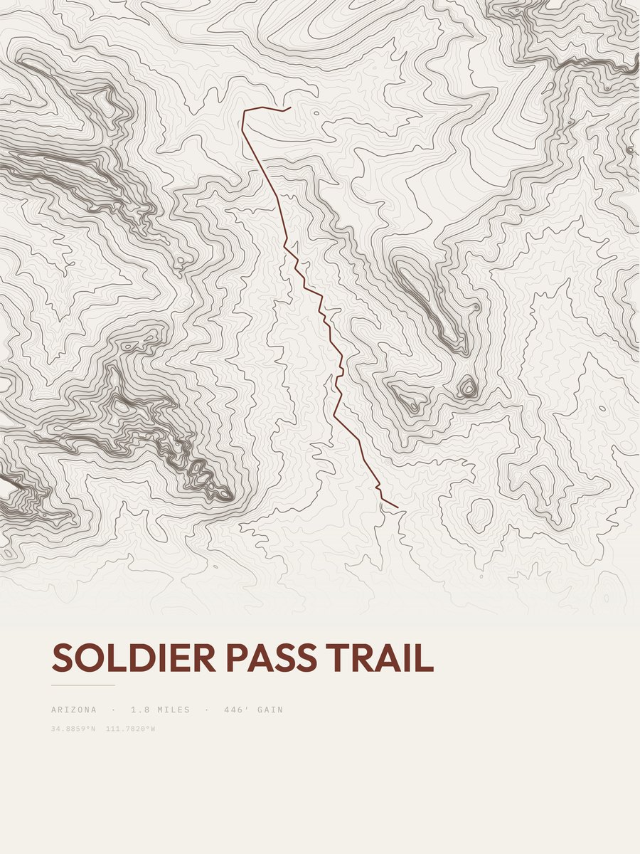 Soldier Pass Trail Topographic print
