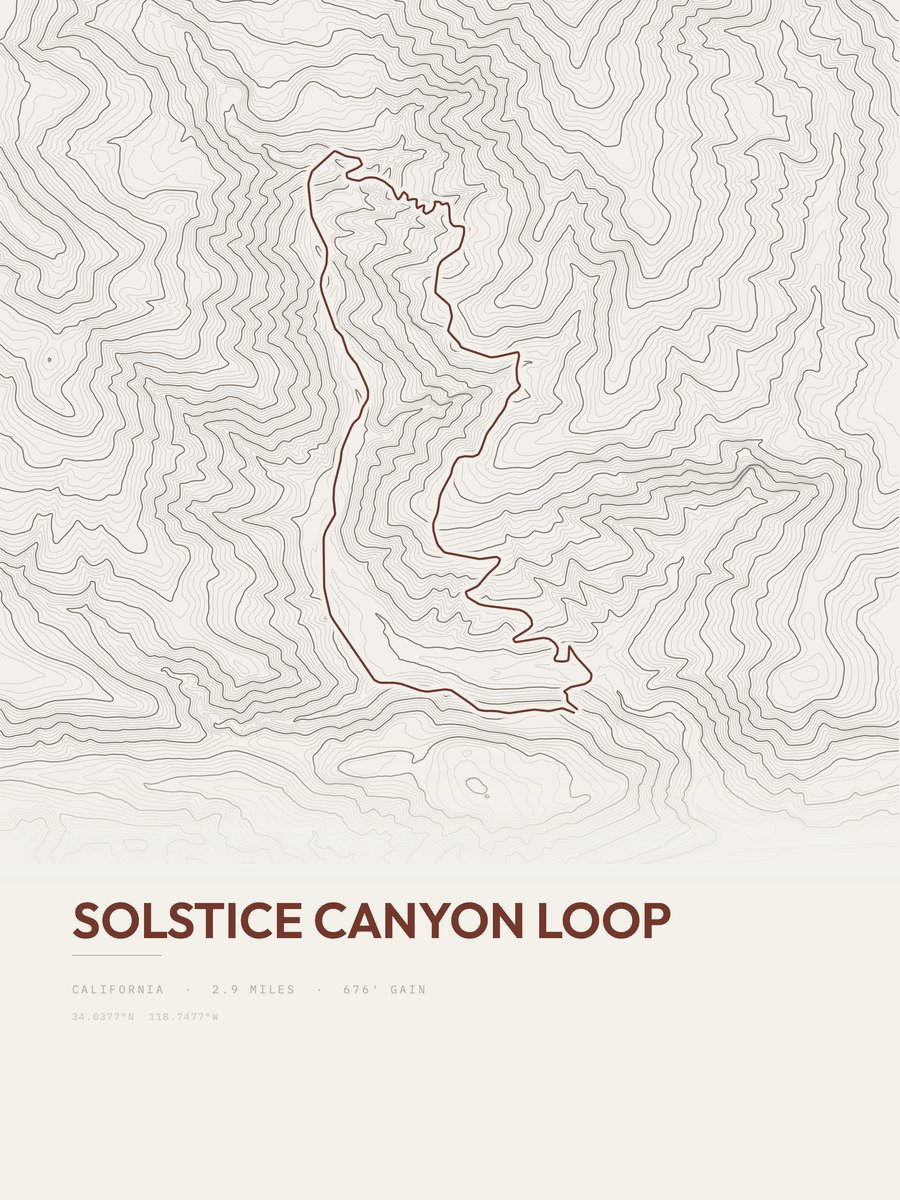 Solstice Canyon Loop Topographic print
