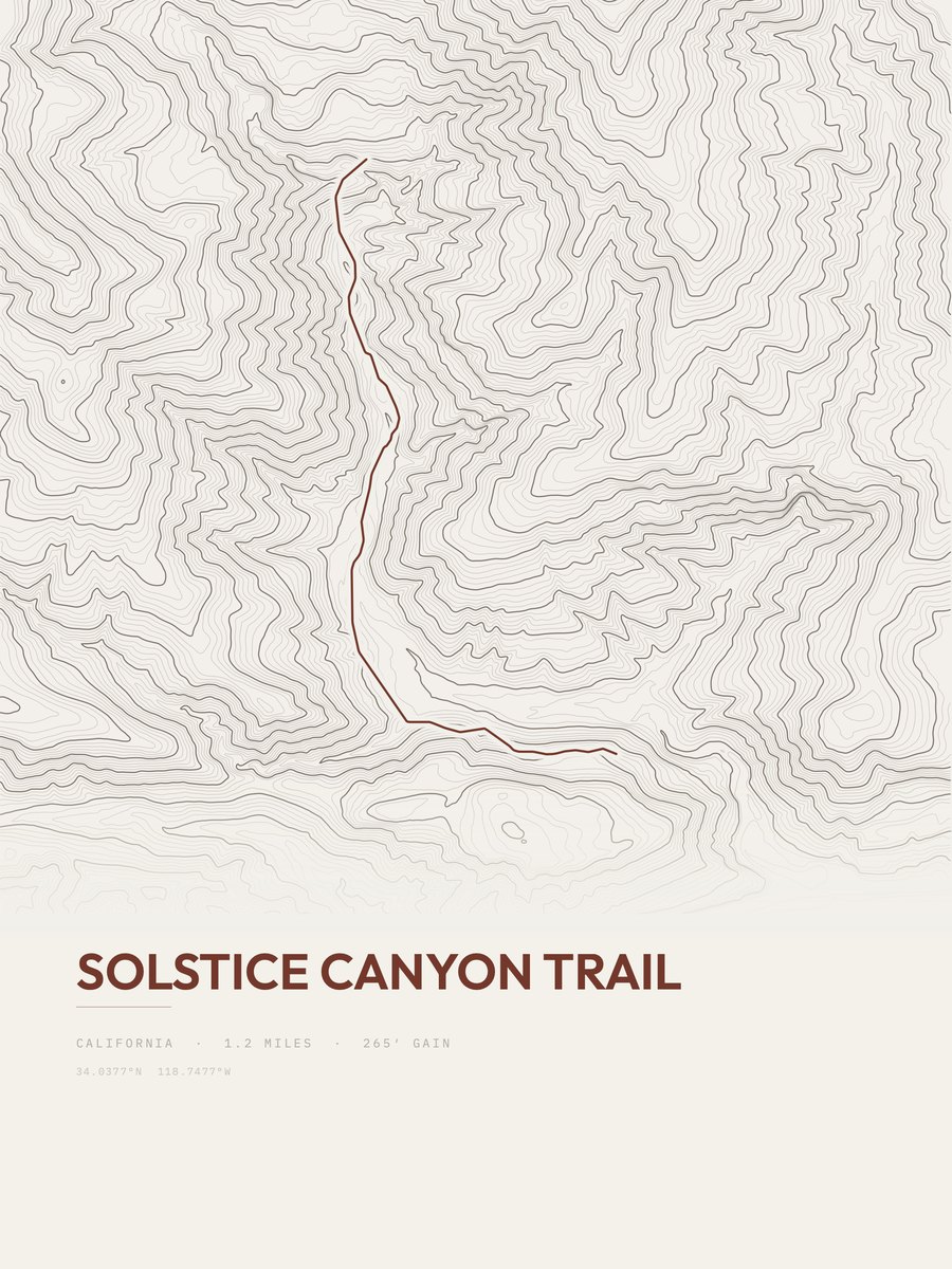 Solstice Canyon Trail Topographic print
