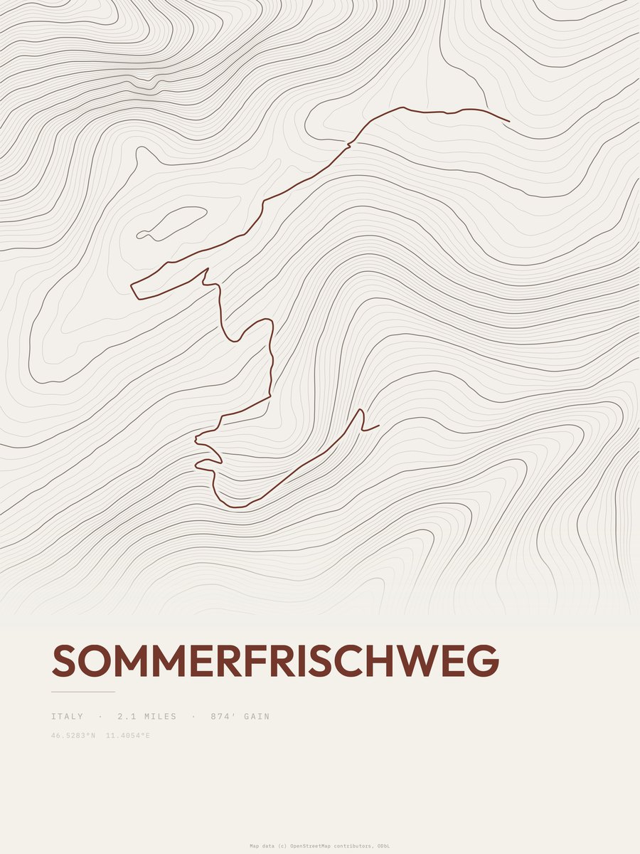 Sommerfrischweg Topographic print