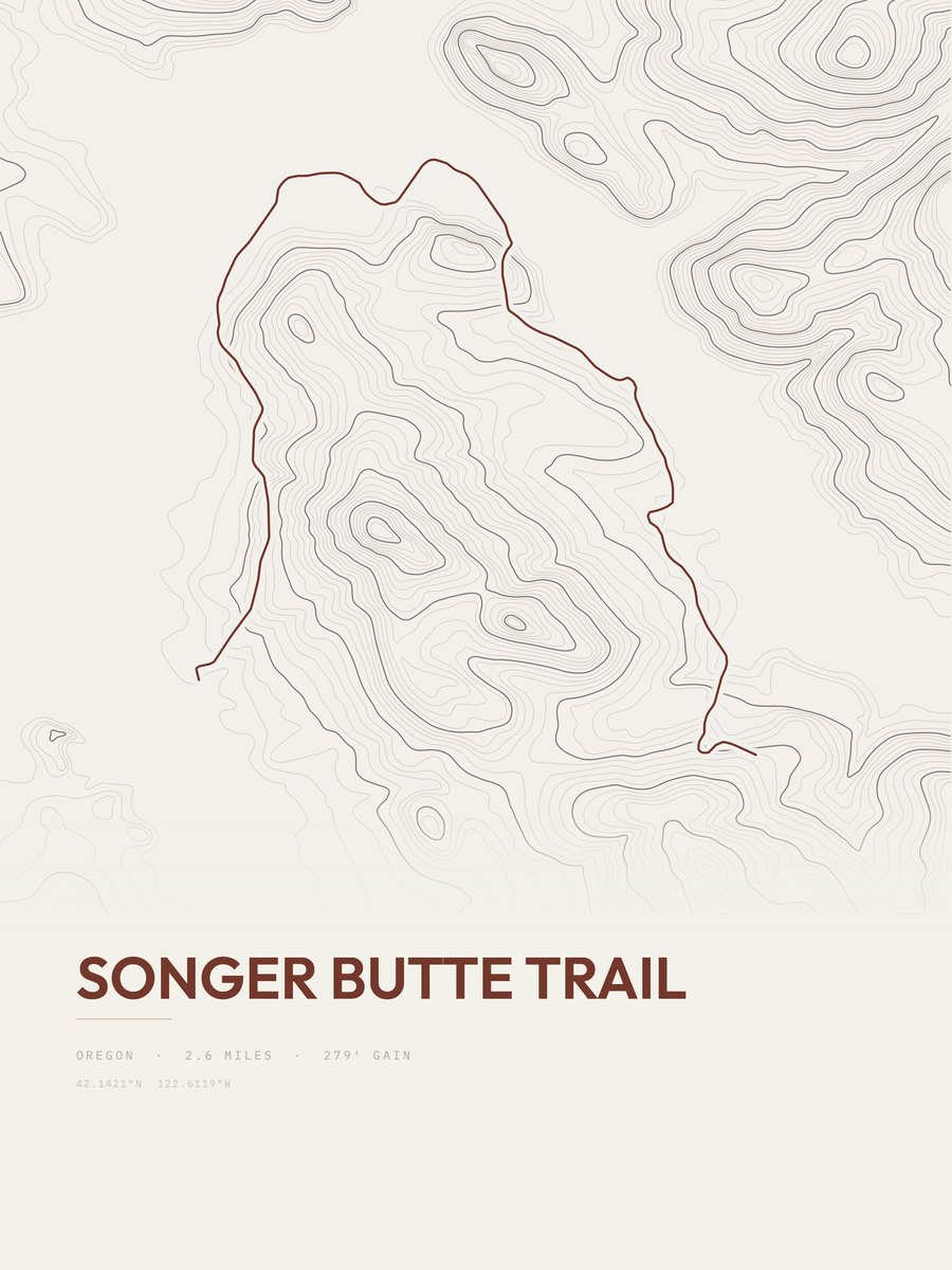 Songer Butte Trail topographic trail print
