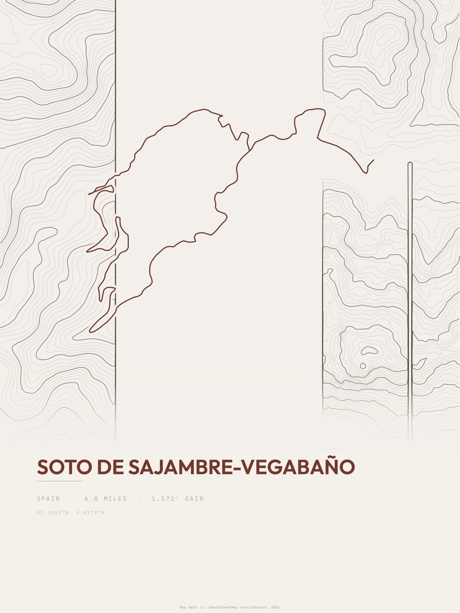 Soto de Sajambre-Vegabaño topographic trail print