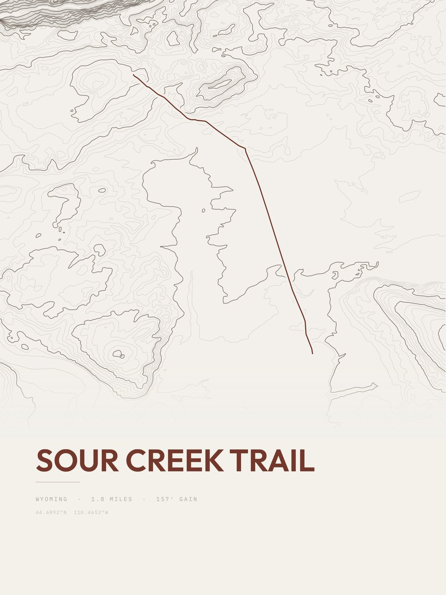 Sour Creek Trail topographic trail print