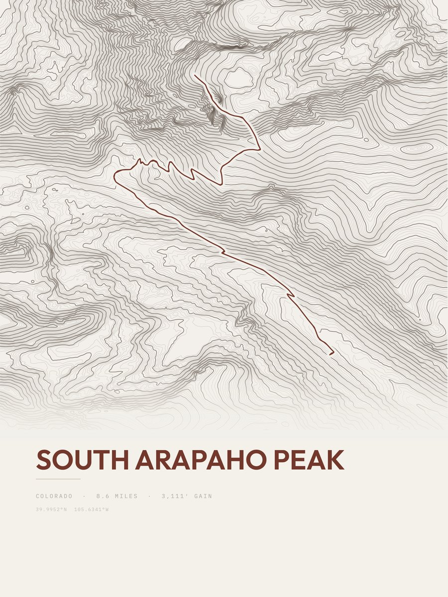 South Arapaho Peak topographic trail print
