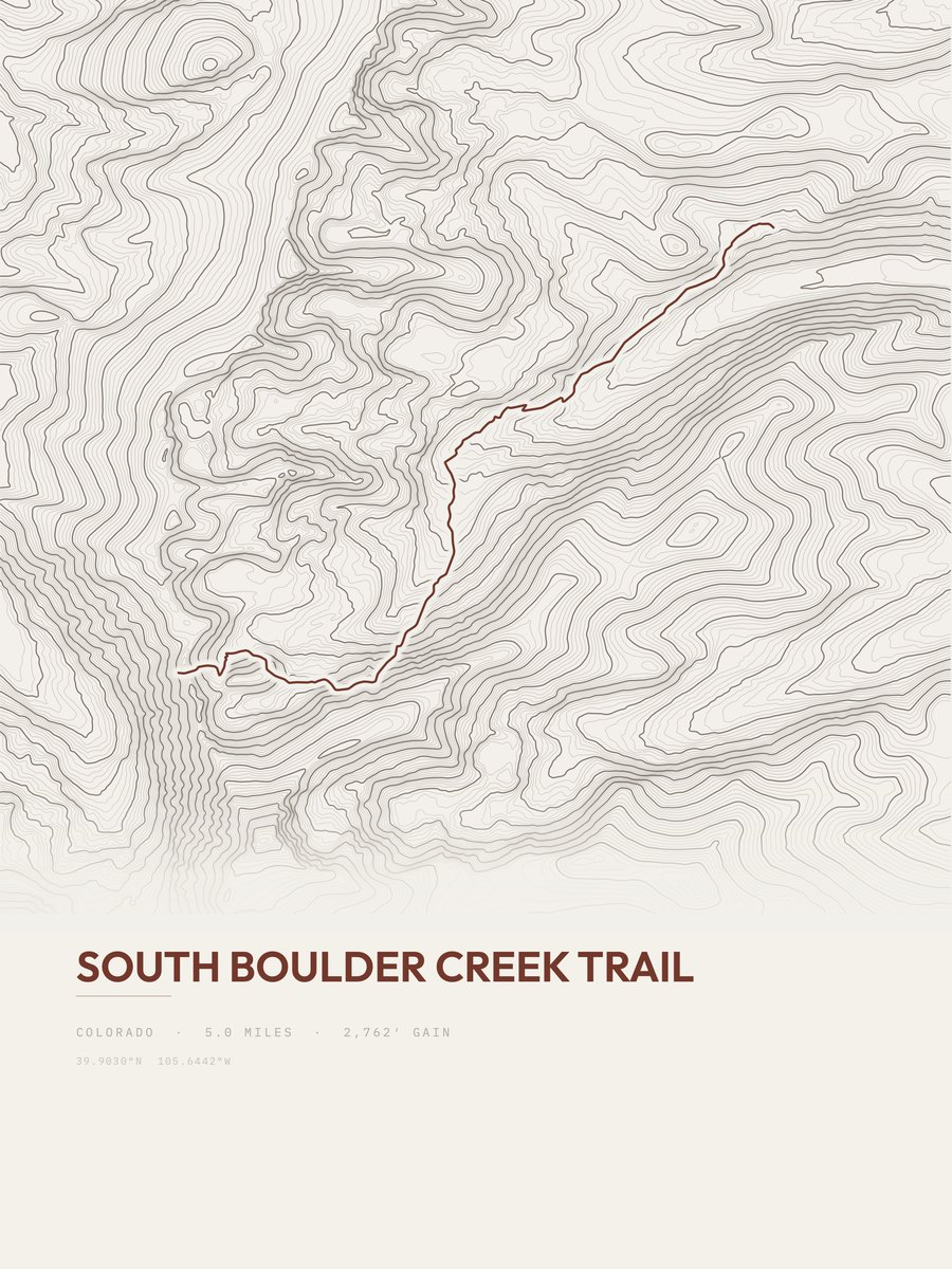 South Boulder Creek Trail Topographic print