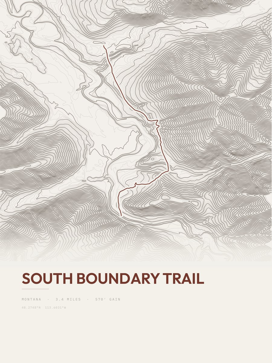 South Boundary Trail Topographic print