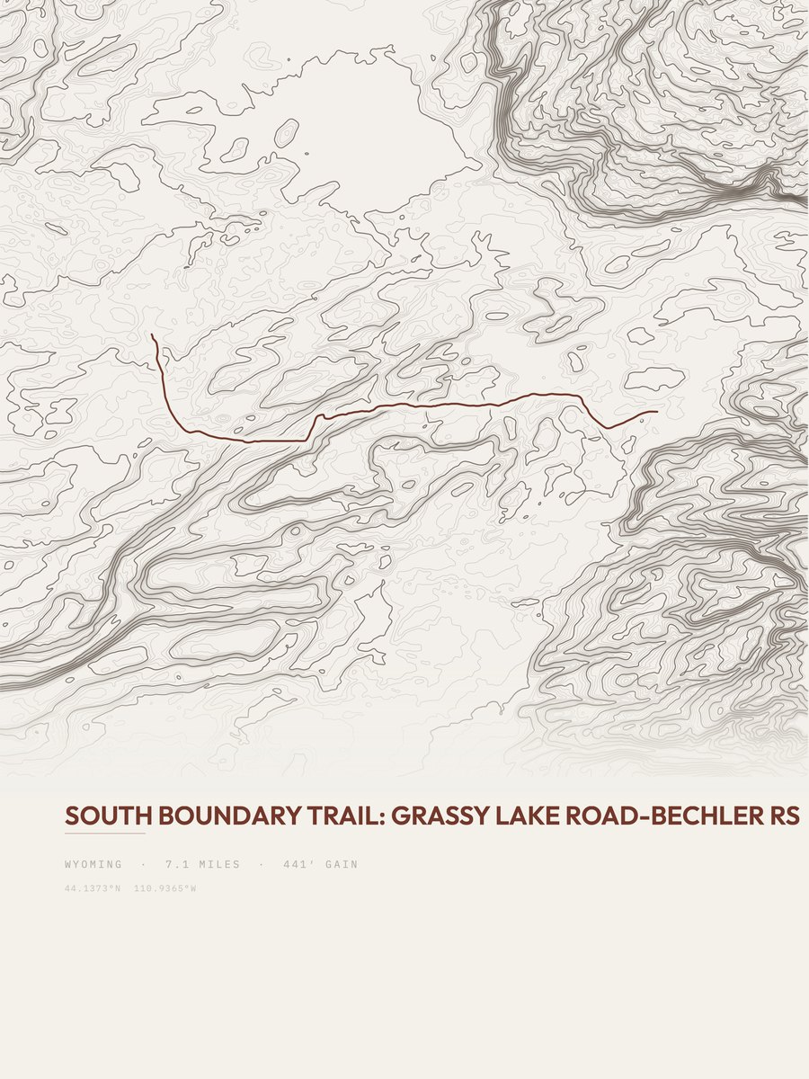 South Boundary Trail topographic trail print