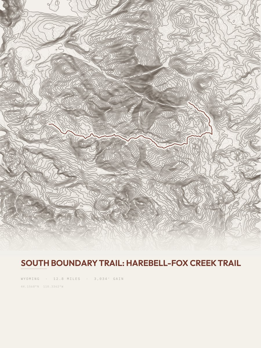 South Boundary Trail topographic trail print