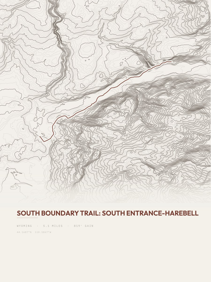 South Boundary Trail Topographic print