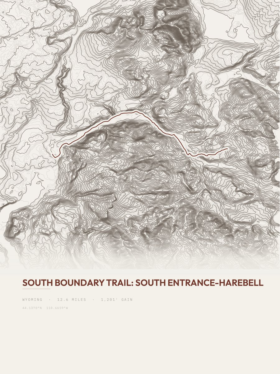 South Boundary Trail topographic trail print