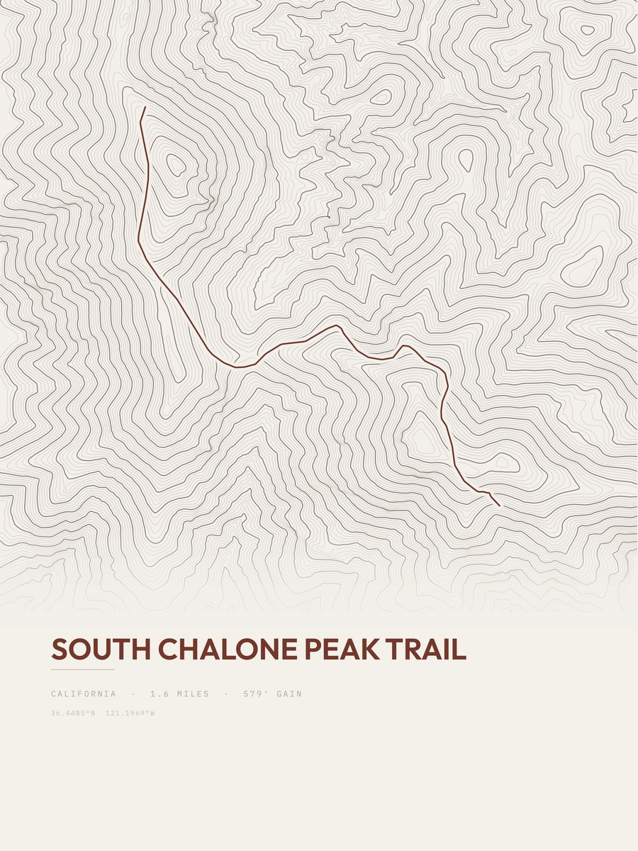 South Chalone Peak Trail topographic trail print
