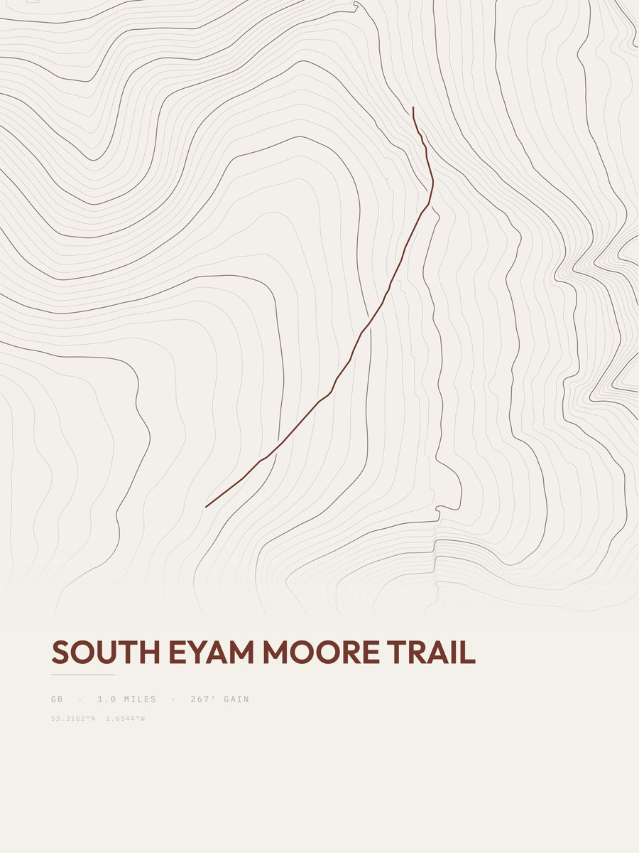 South Eyam Moore Trail topographic trail print
