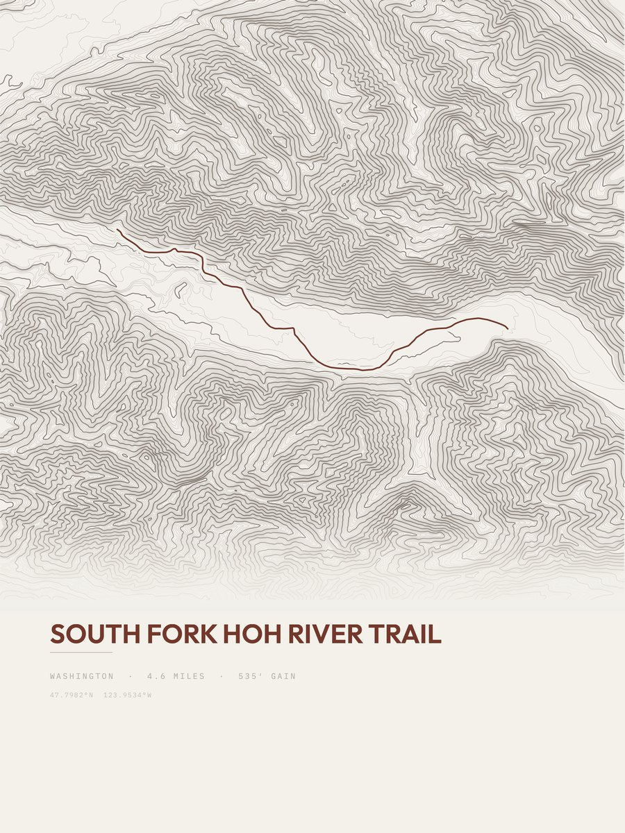 South Fork Hoh River Trail Topographic print