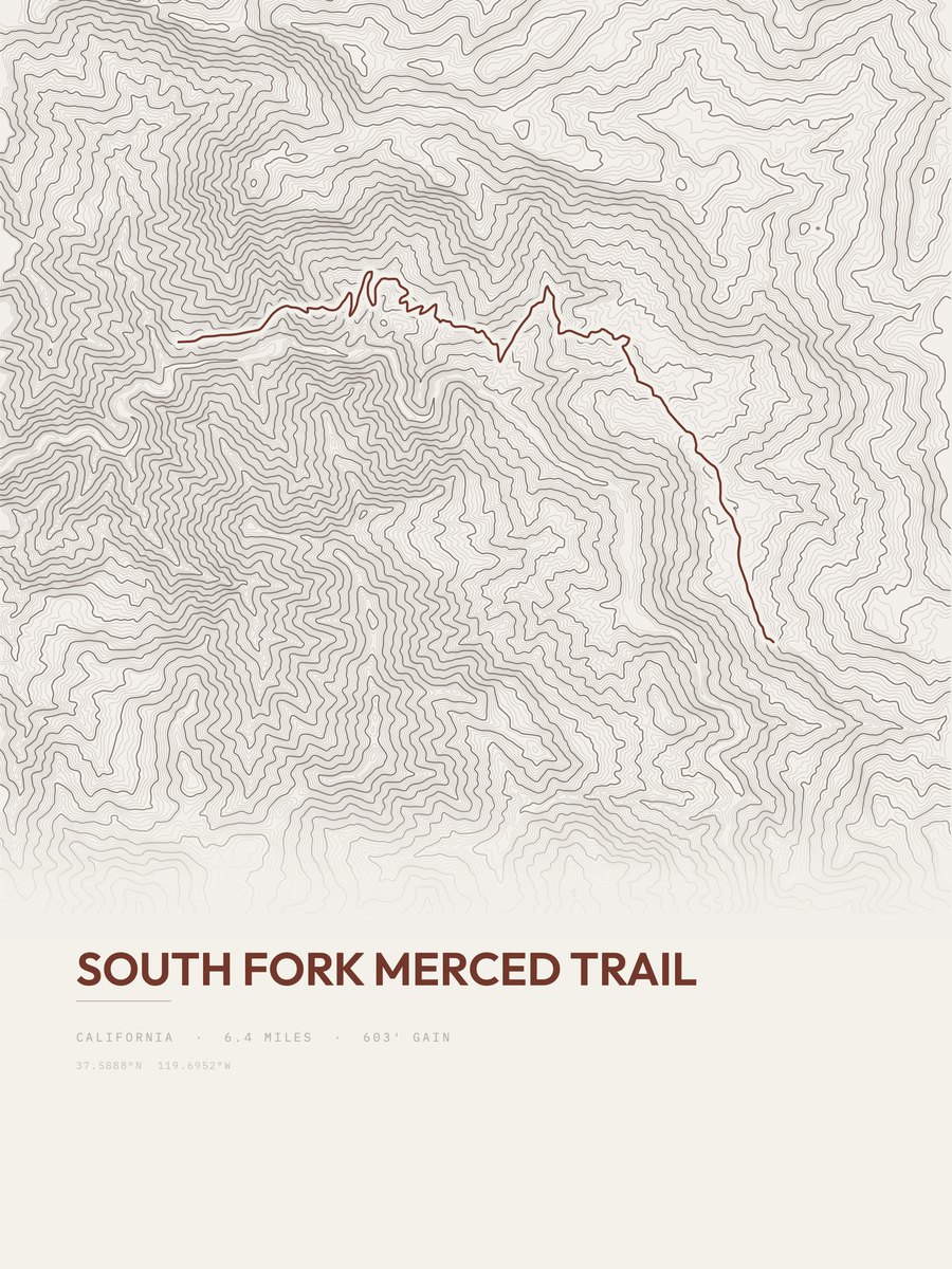 South Fork Merced Trail Topographic print