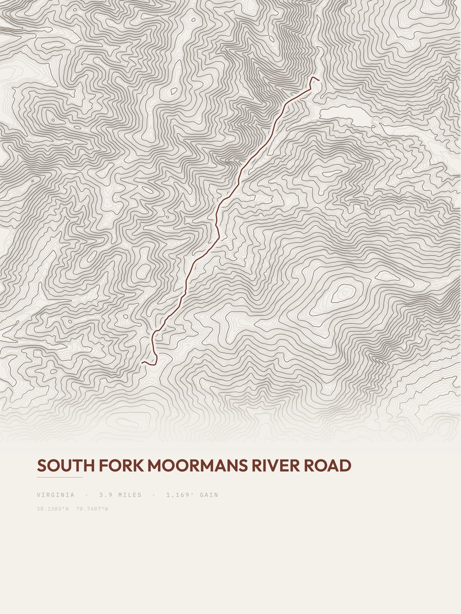South Fork Moormans River Road Topographic print
