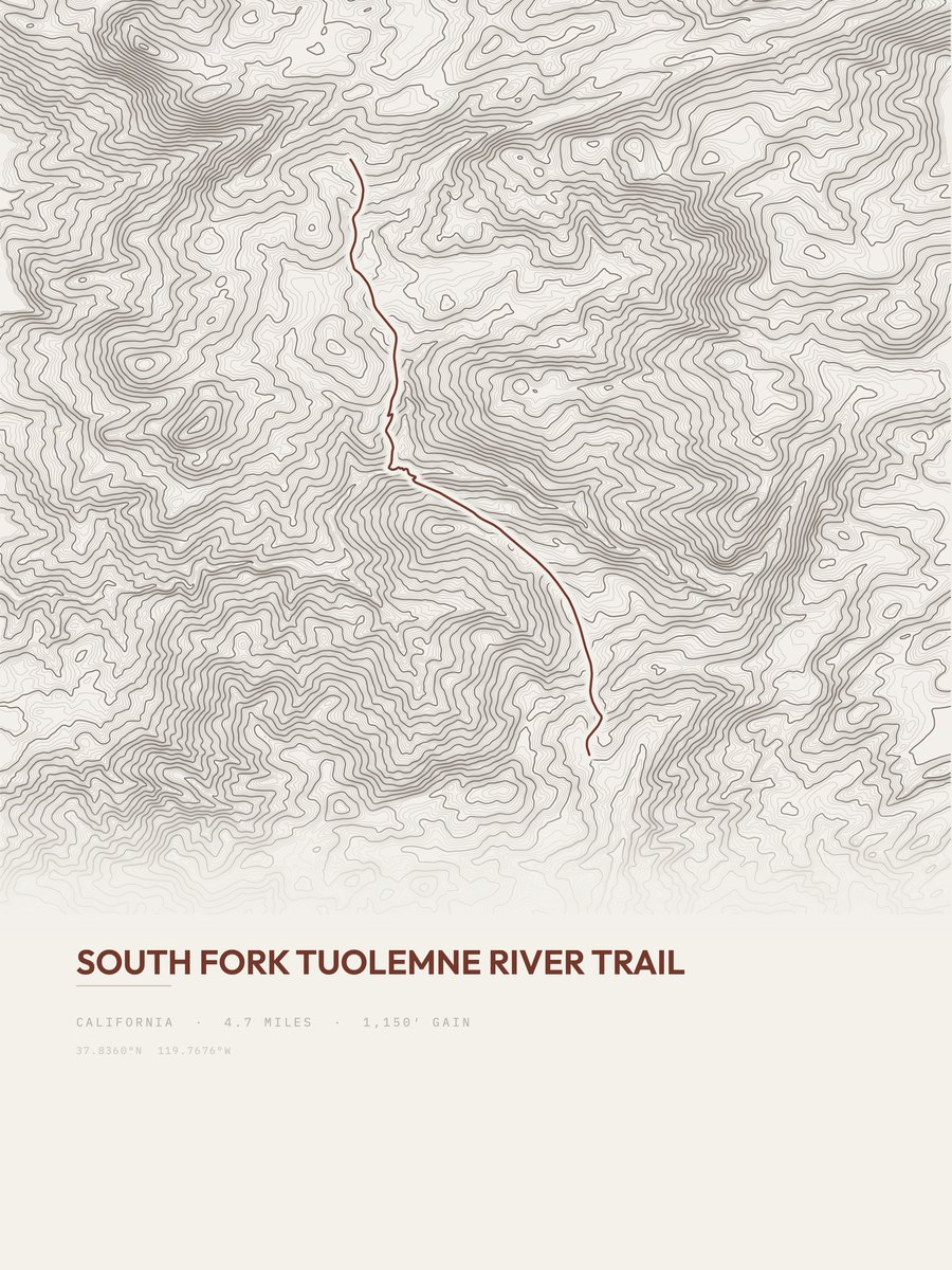 South Fork Tuolemne River Trail Topographic print