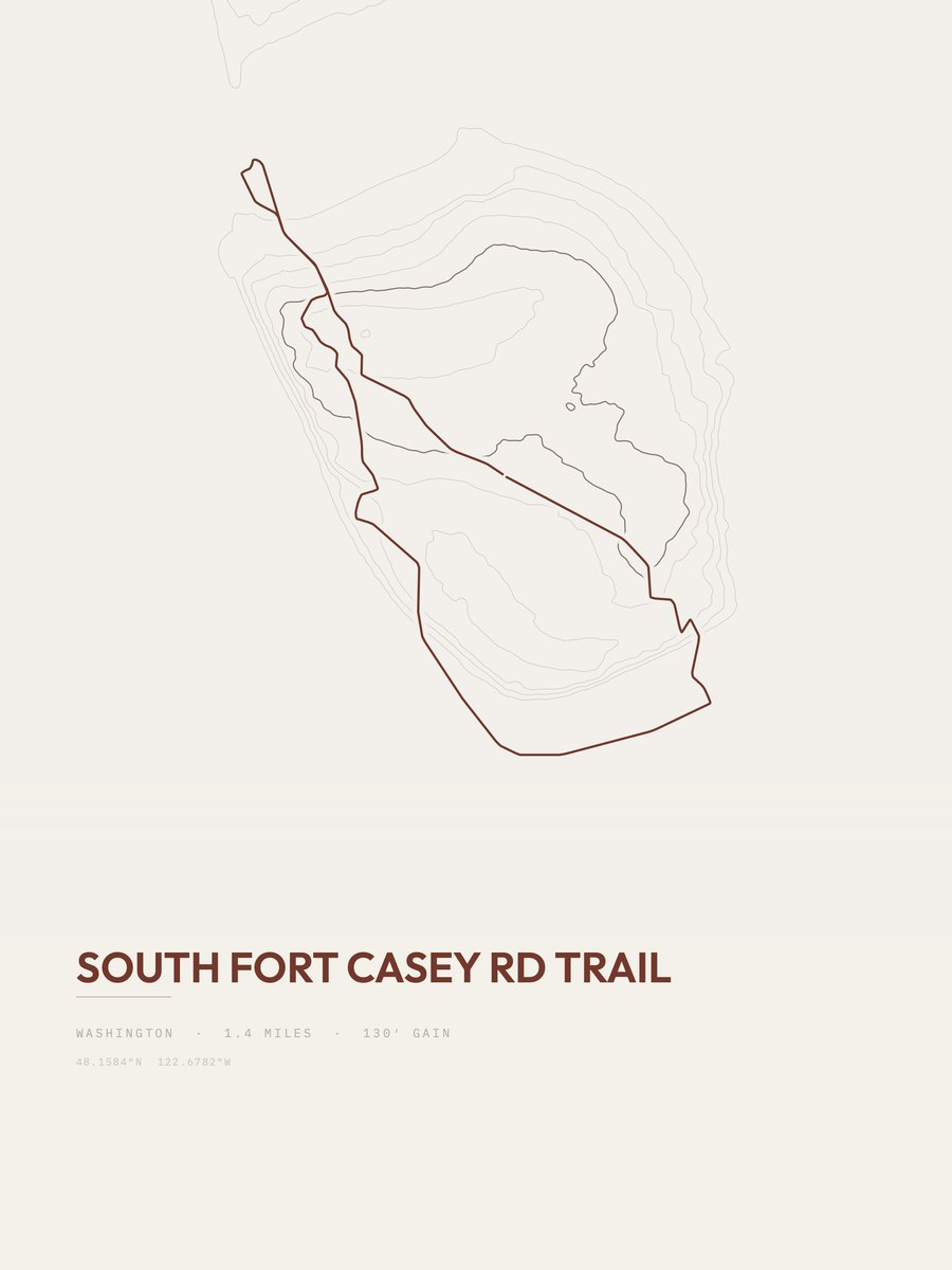 South Fort Casey Rd Trail topographic trail print