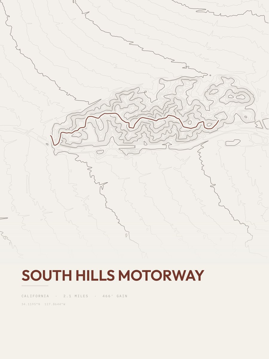 South Hills Motorway Topographic print