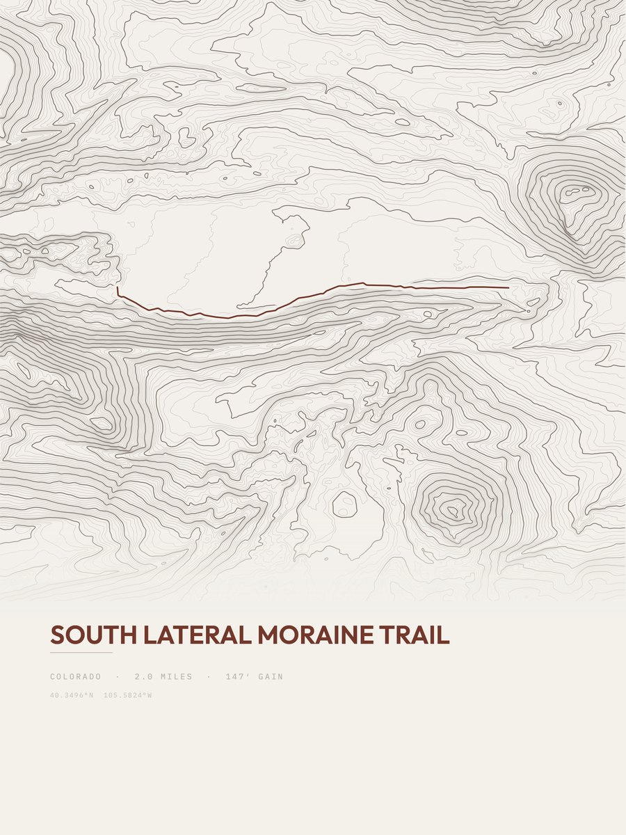 South Lateral Moraine Trail topographic trail print