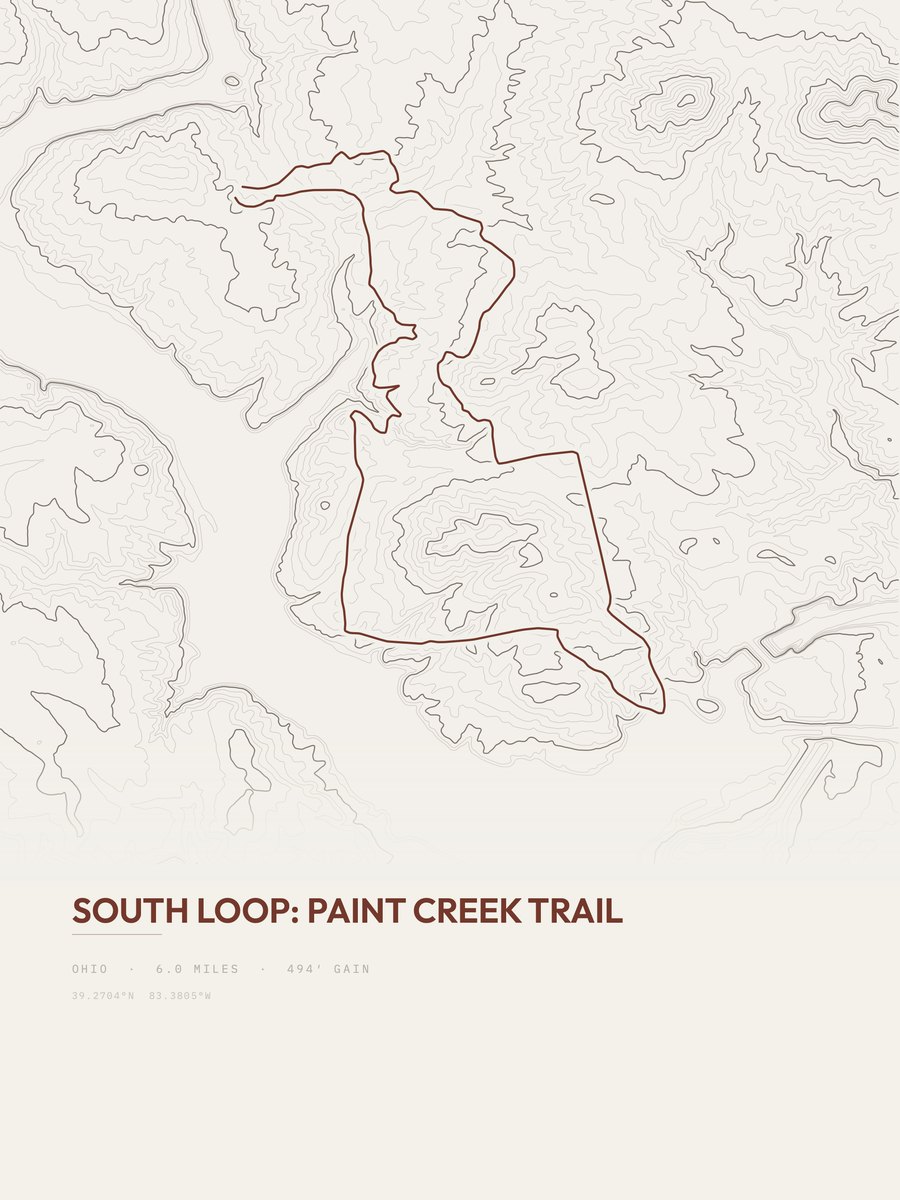 Paint Creek Trail Topographic print