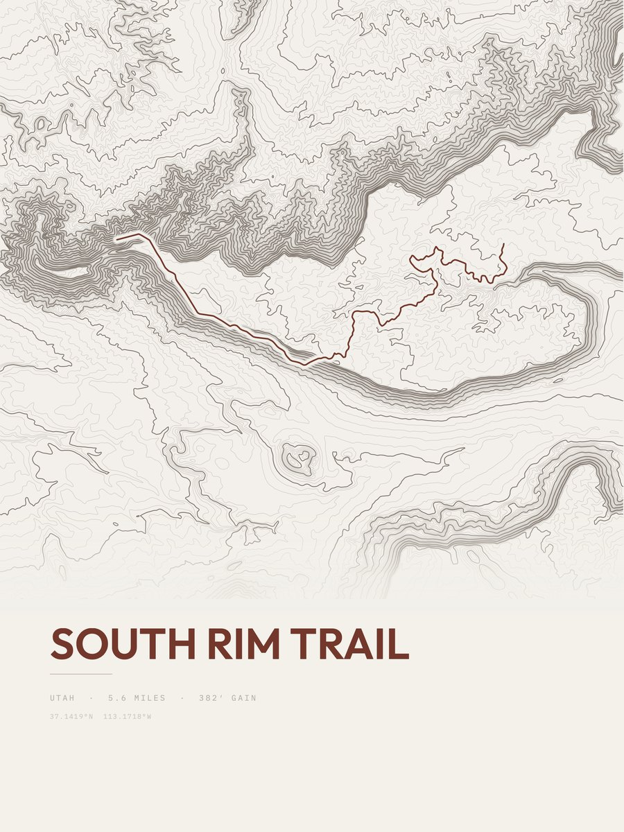 South Rim Trail Topographic print