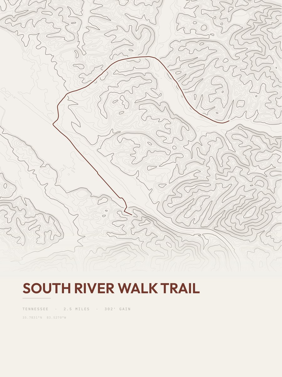 South River Walk Trail topographic trail print