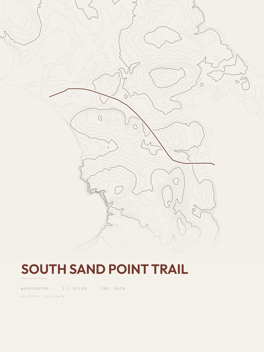 South Sand Point Trail topographic trail print