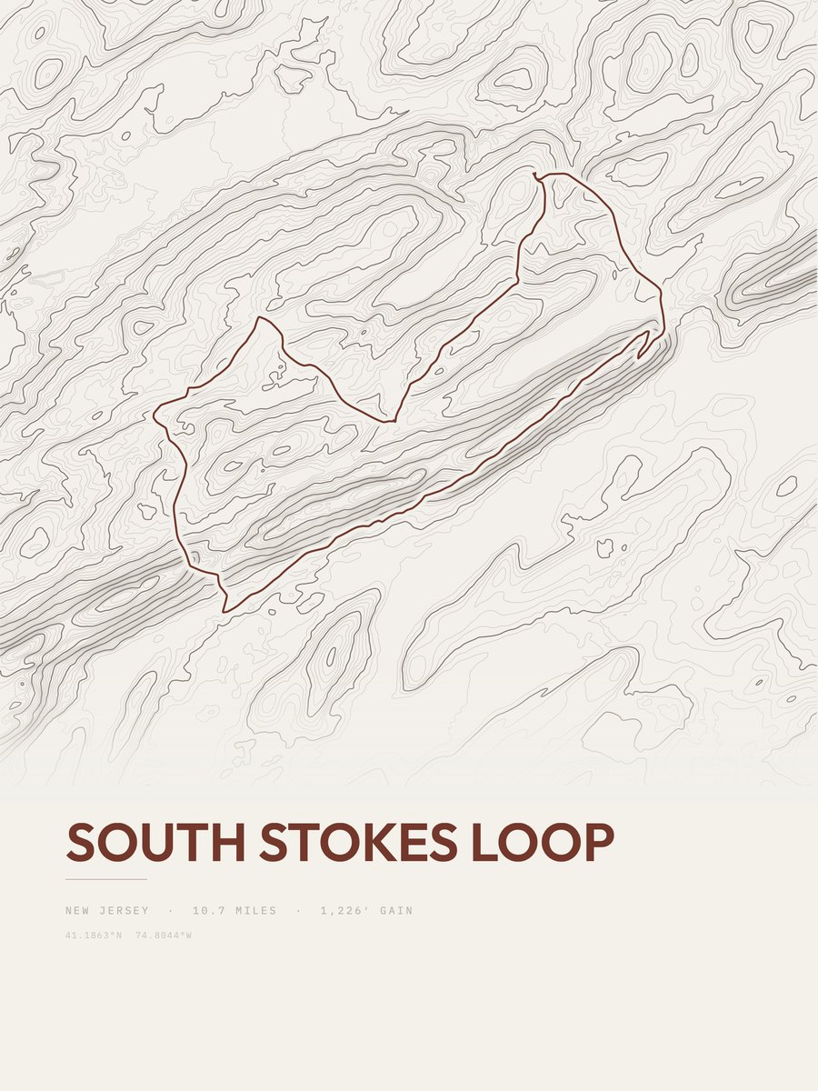 South Stokes Loop topographic trail print