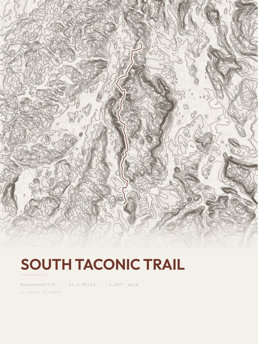 South Taconic Trail topographic trail print