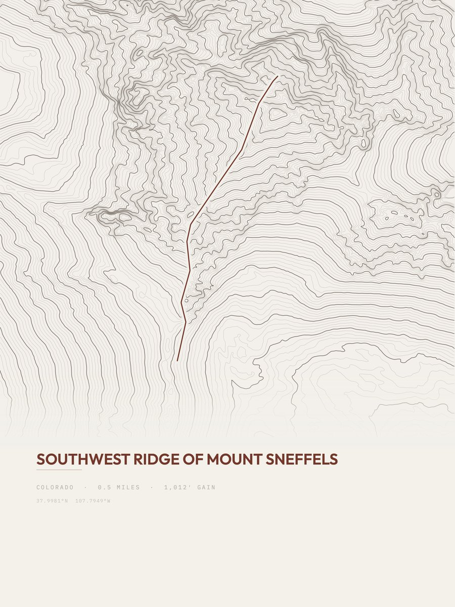 Mount Sneffels topographic trail print