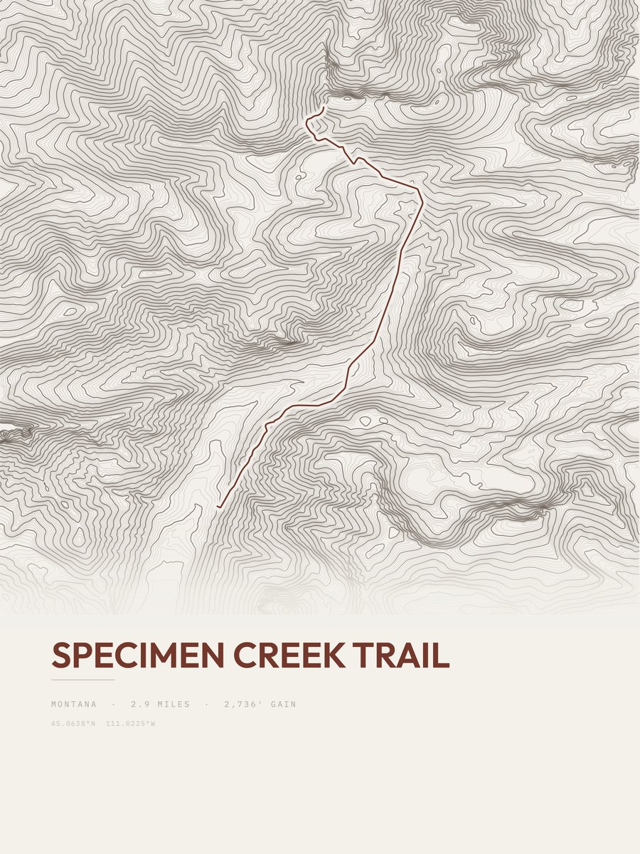 Specimen Creek Trail Topographic print
