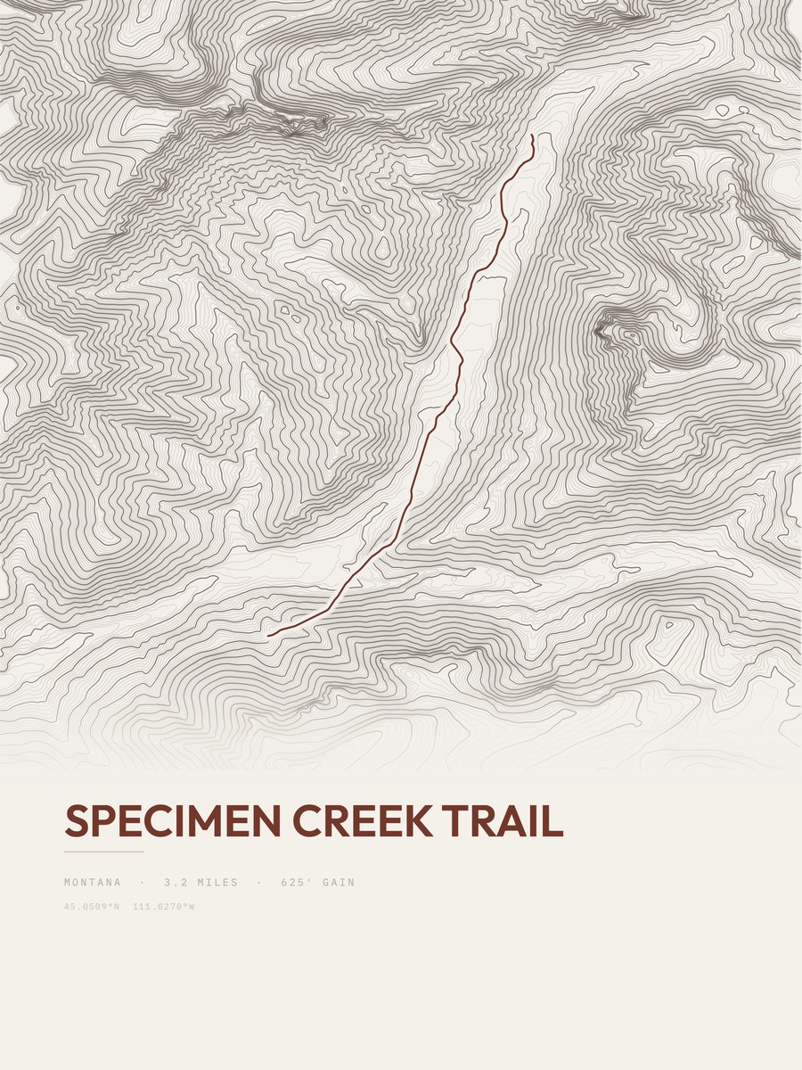 Specimen Creek Trail Topographic print