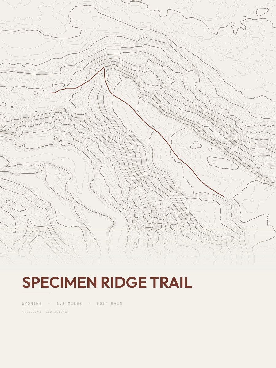 Specimen Ridge Trail Topographic print