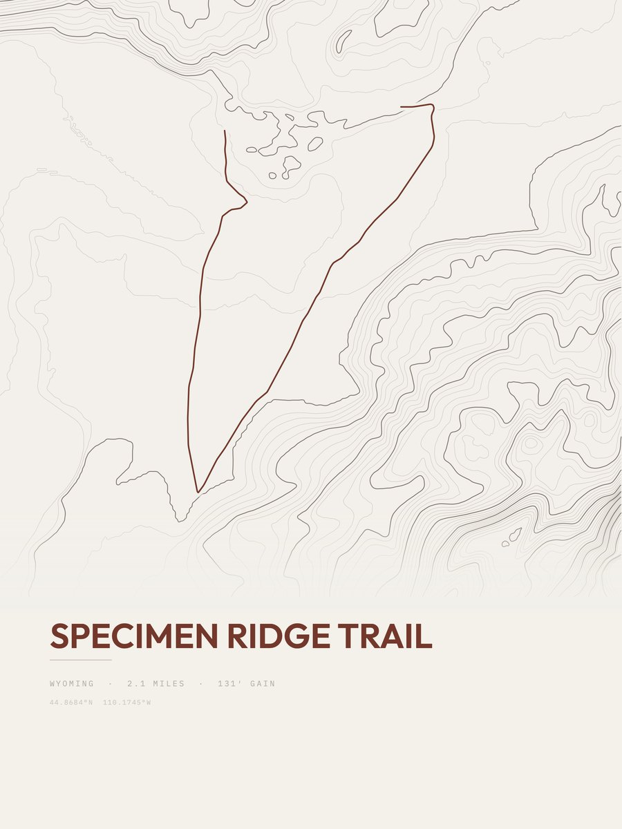 Specimen Ridge Trail topographic trail print