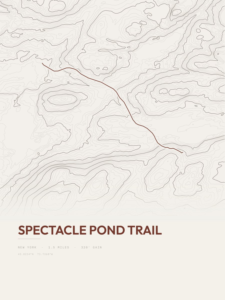 Spectacle Pond Trail Topographic print