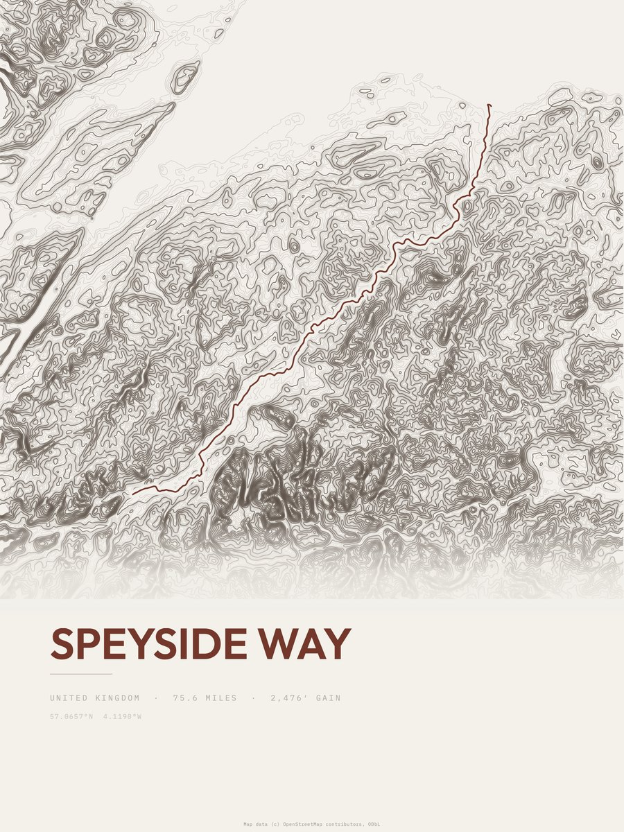 Speyside Way Topographic print