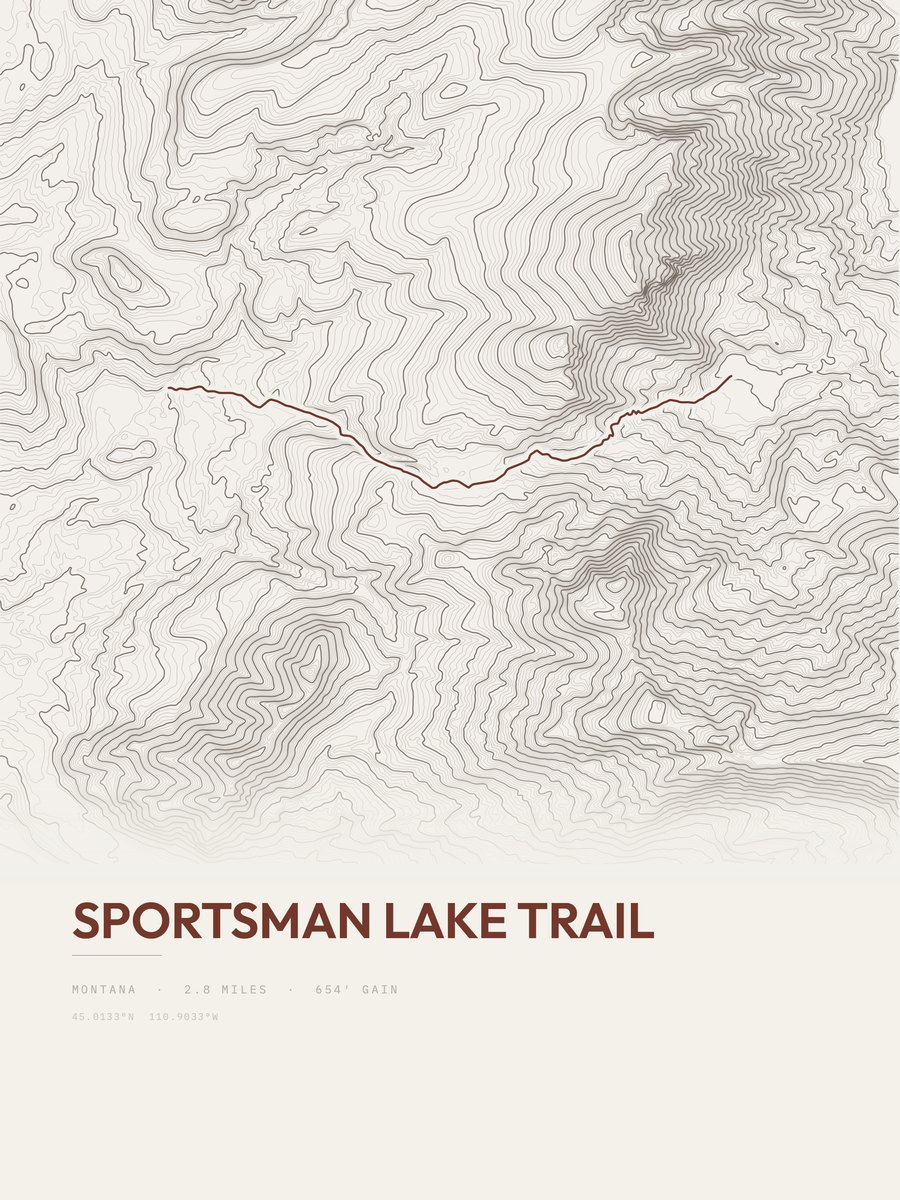 Sportsman Lake Trail Topographic print