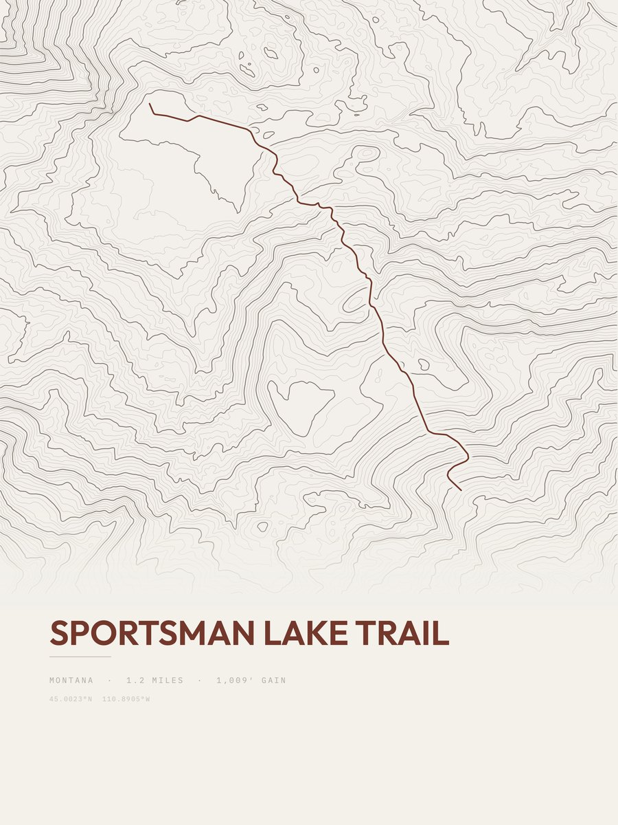 Sportsman Lake Trail Topographic print