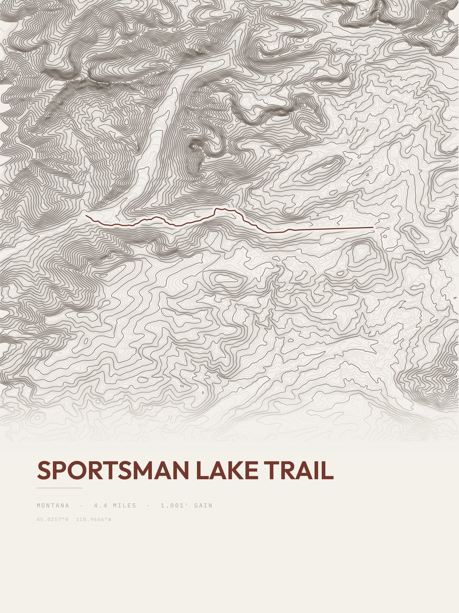 Sportsman Lake Trail Topographic print