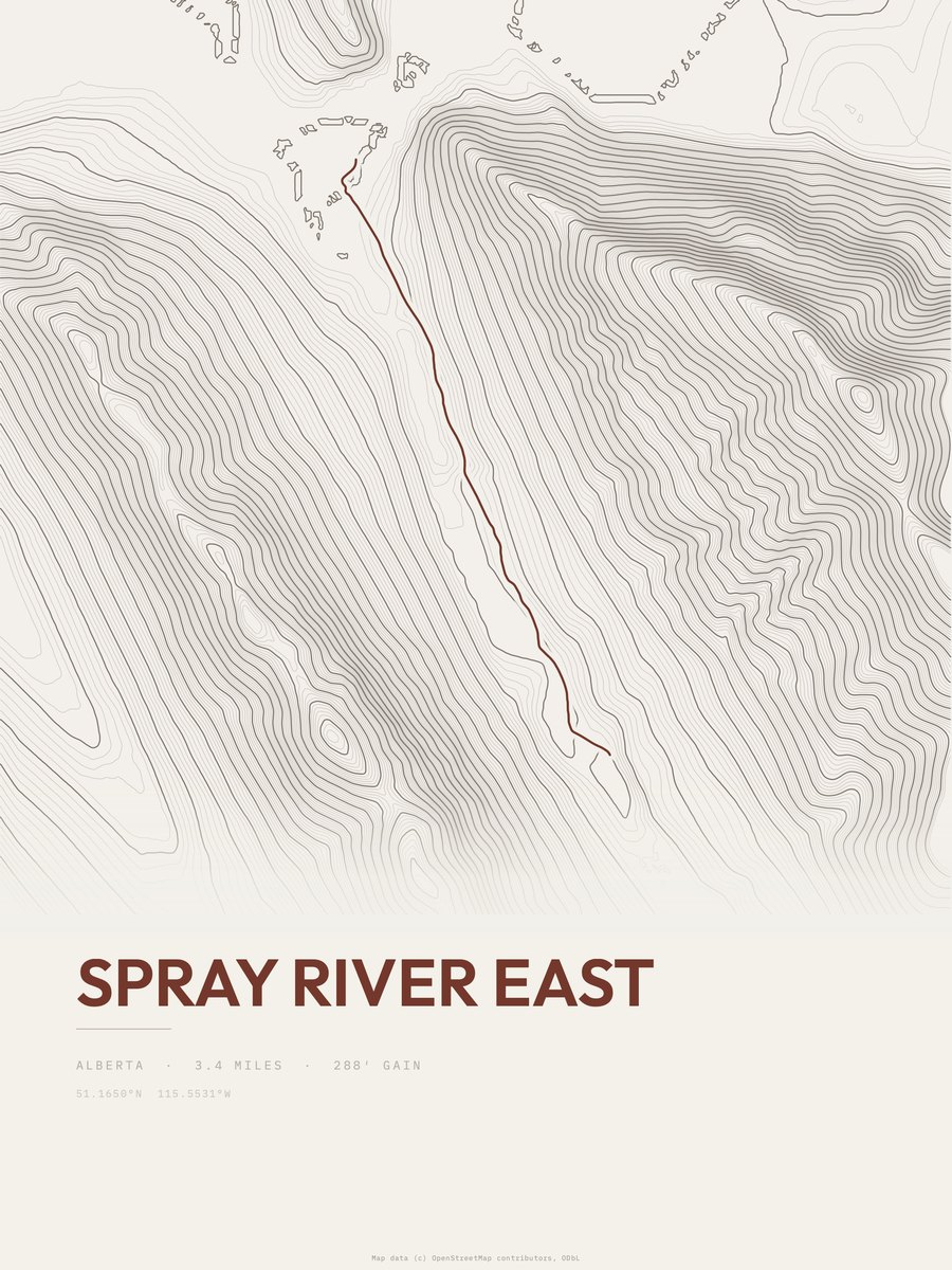 Spray River East Topographic print