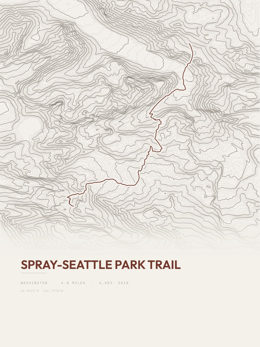 Spray-Seattle Park Trail topographic trail print