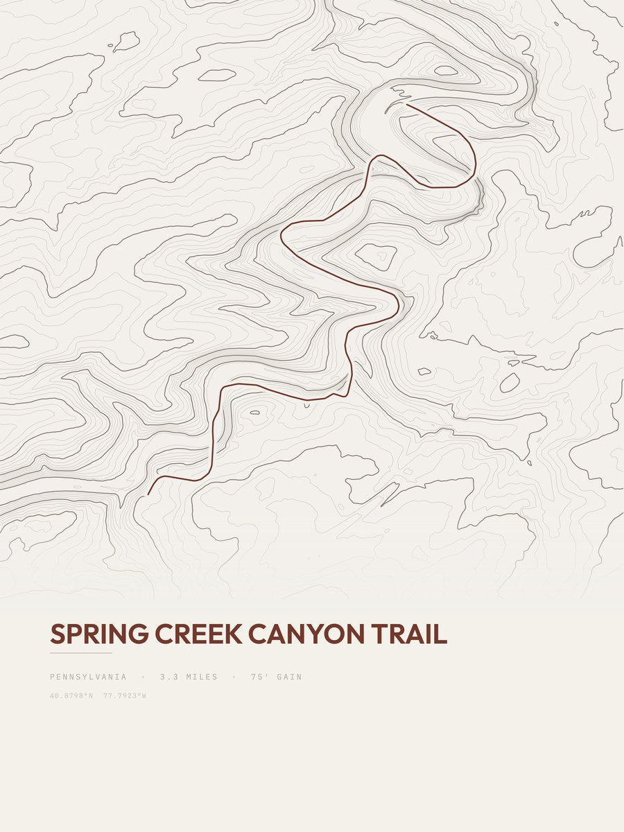 Spring Creek Canyon Trail topographic trail print