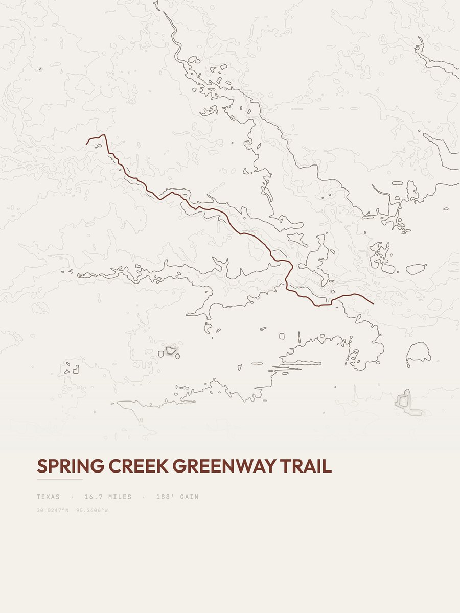 Spring Creek Greenway Trail Topographic print