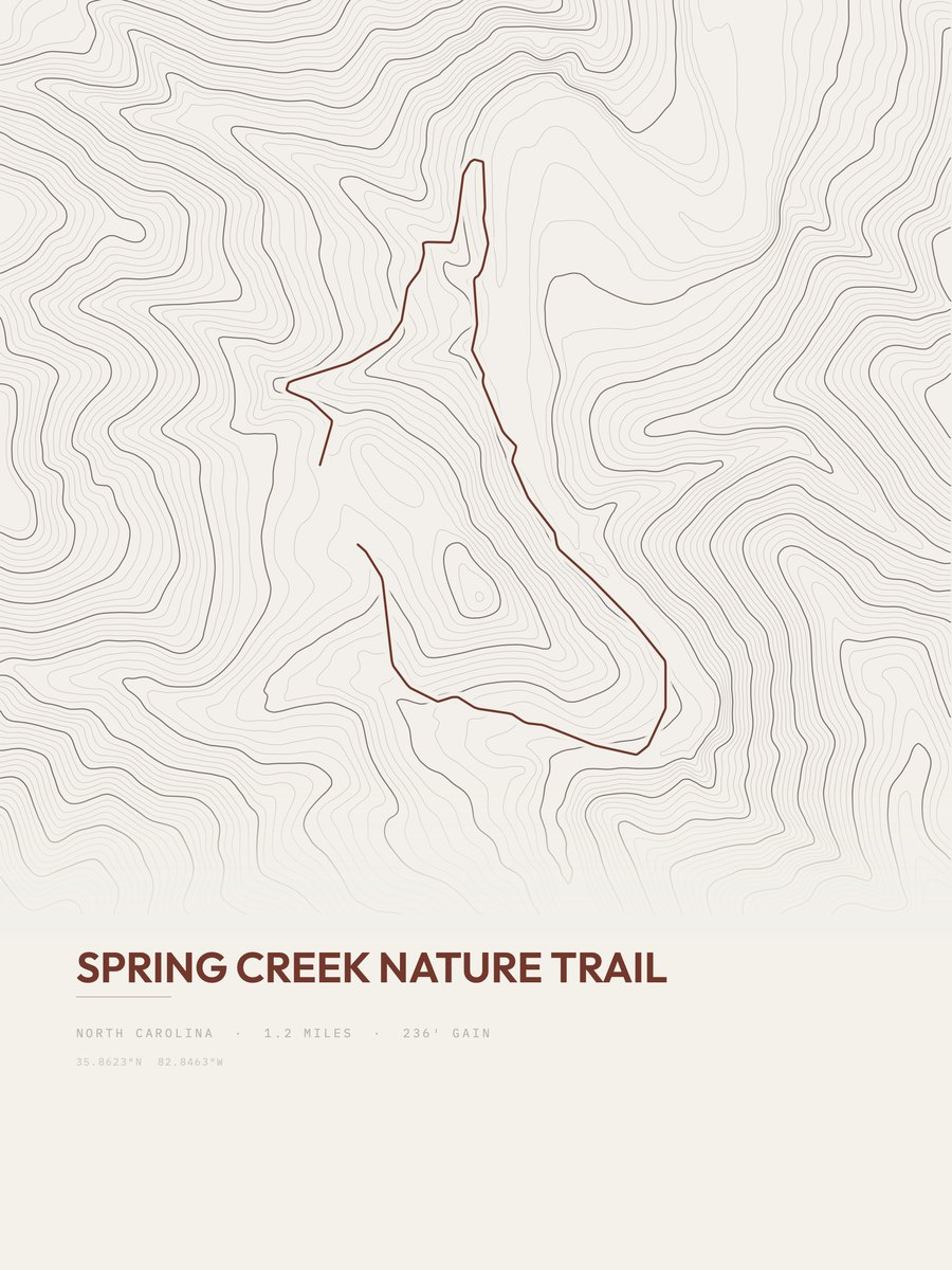 Spring Creek Nature Trail topographic trail print