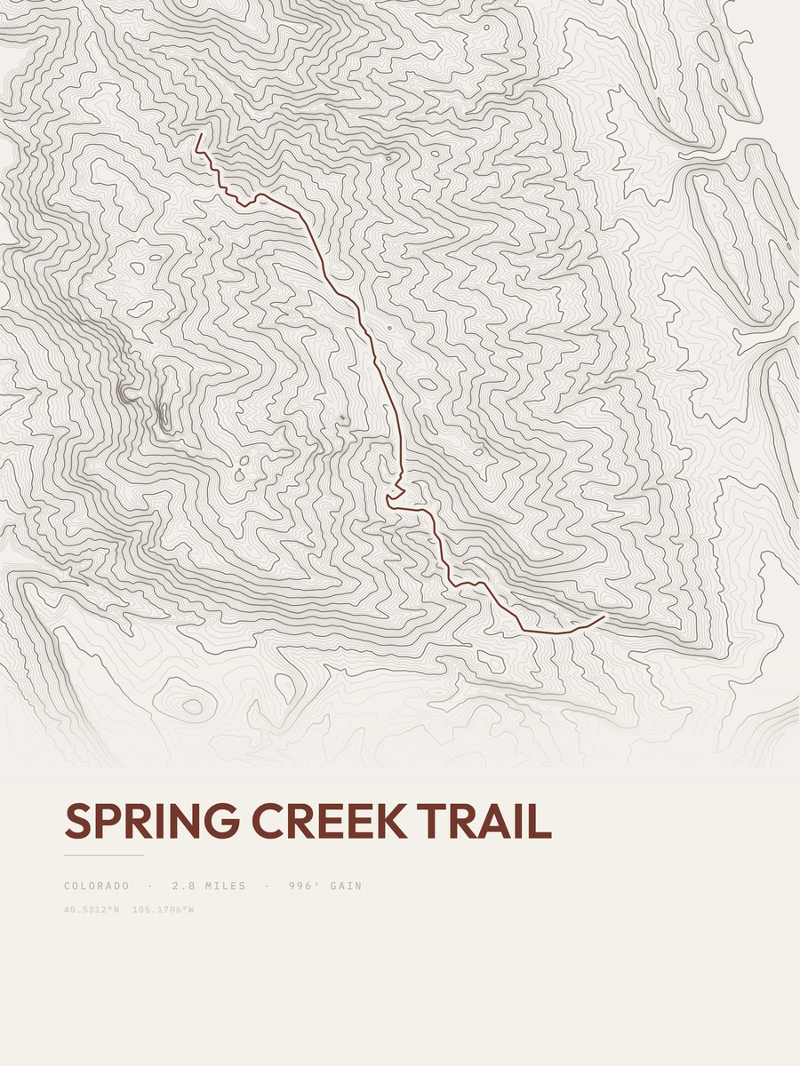 Spring Creek Trail topographic trail print