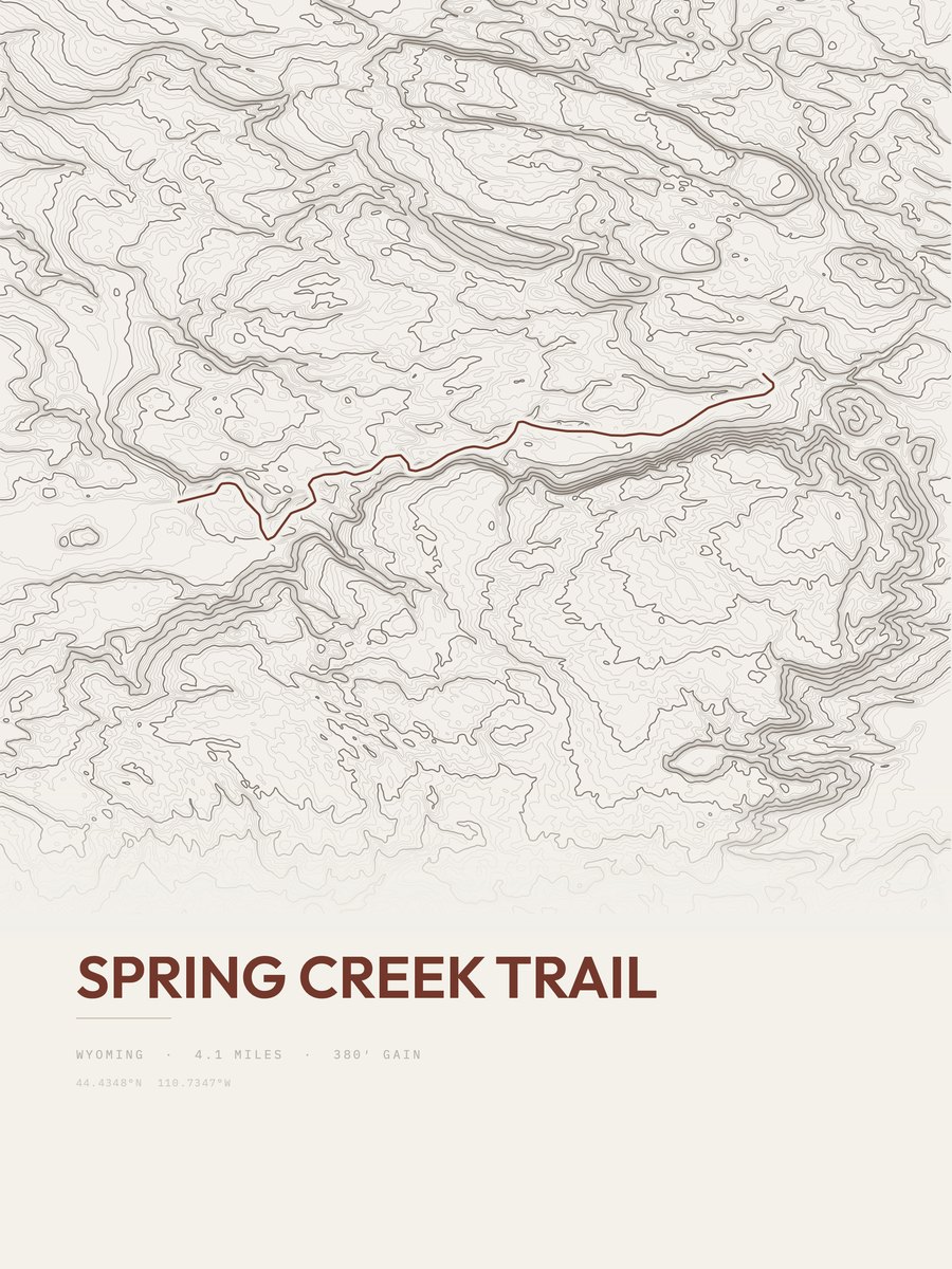 Spring Creek Trail topographic trail print