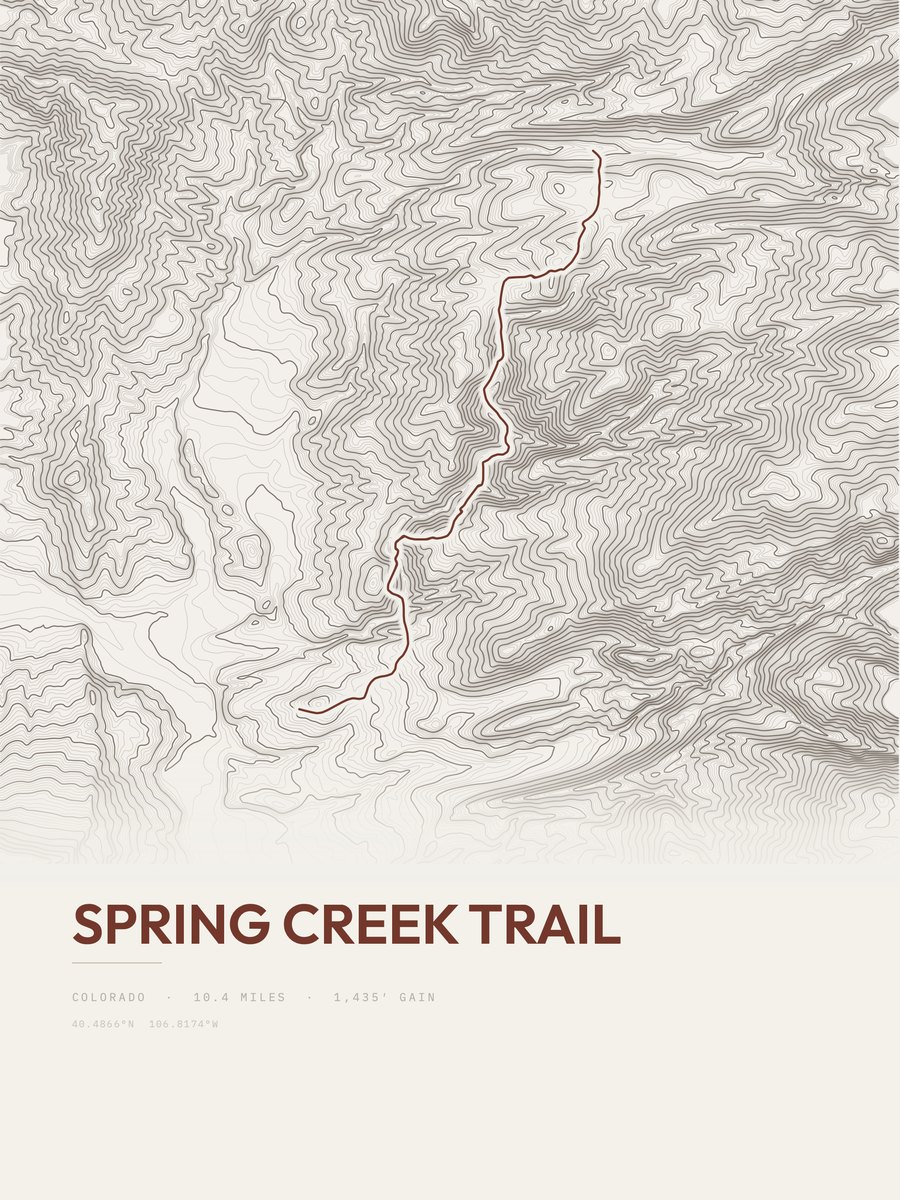 Spring Creek Trail Topographic print