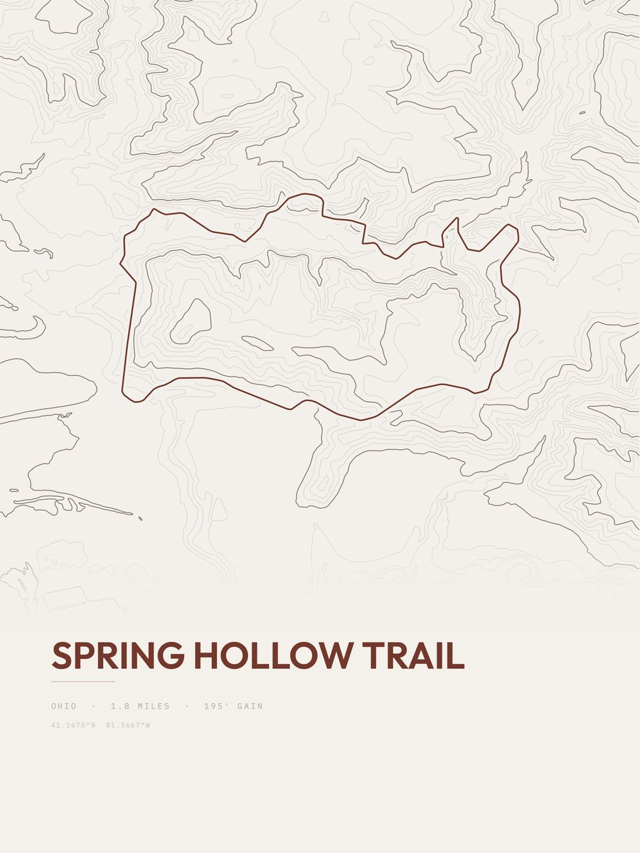 Spring Hollow Trail topographic trail print